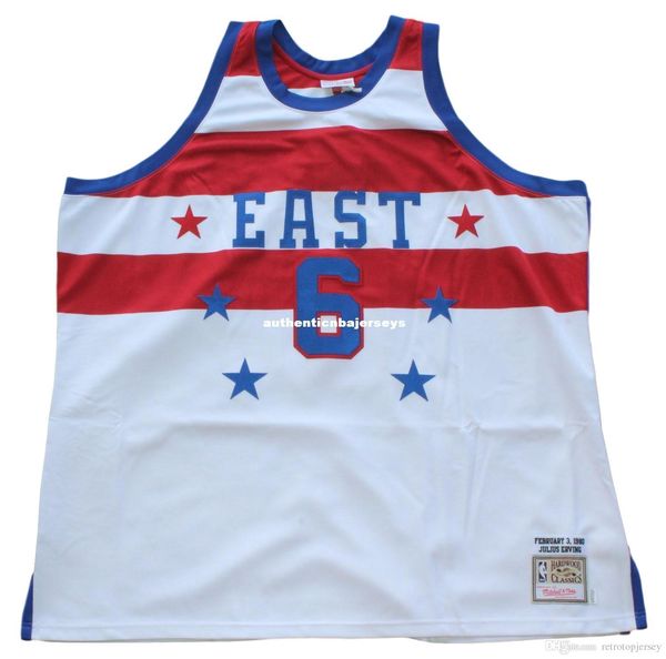 

джулиус эрвинг # 6 sewn mitchell ness 1980 высокое качество белый восточный джерси мужской жилет топ размер xs-6xl сшитые баскетбольные майк, Black;blue