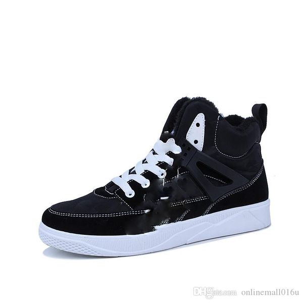 

2018 new flock fashion snow boots male for men shoes winter comfortable with fur short plush ankle footwear, Black