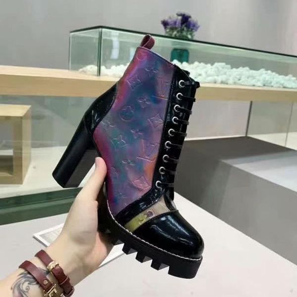 

new fashion luxury ladies high-heeled high-heeled boots casual fashion wild ladies short boots lace-up high-heeled martin boots high 9.5cm, Black