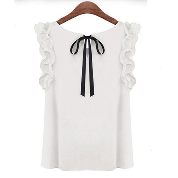 

chiffon blouses designer 2019 summer chiffon shirt womens elegant bow tie casual butterfly sleeveless white blouse roupas