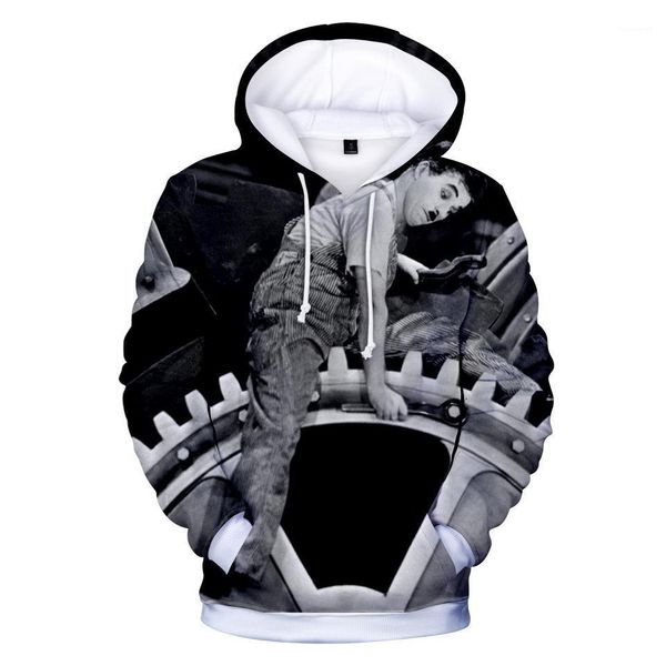 

hoodies mens fashion funny character designer sweatshirts pullovers chaplin 3d printed, Black