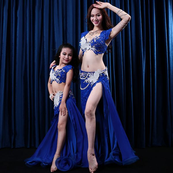 

new bellydance costume women kids girl parent-child bra+split skirt oriental dance performance contest suit stagewear dress, Black;red