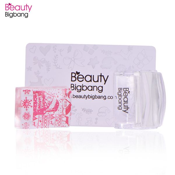 

beautybigbang 1 set rectangle jelly silicone nail stamper clear handle manicure stamp template tools stamper for stamping, White