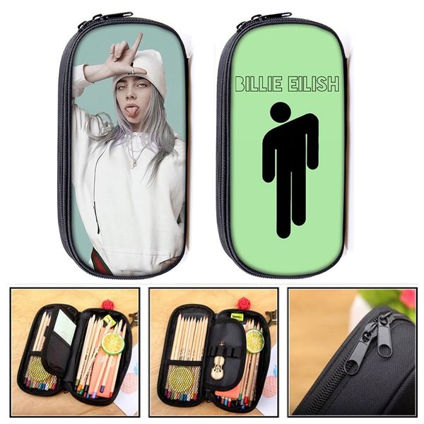 

singer billie eilish pencil case cosmetic bag case be women makeup bags teenager pen box bille elish school supplies