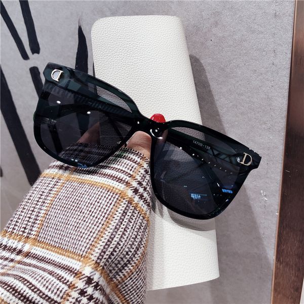

2020 new korean version black square sunglasses polarizer box frame round face disco women's fashion sunglasses high quality