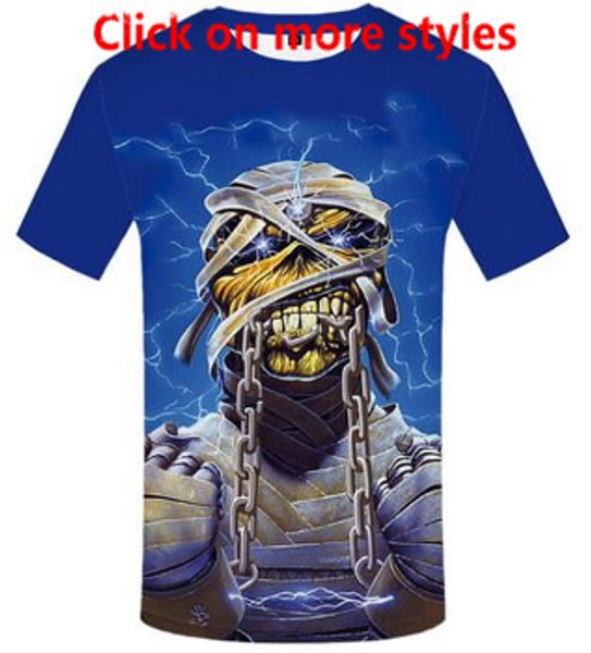 

new fashion couples men women iron im maiden funny 3d print no cap casual tshirt t-shirts tee top, White;black