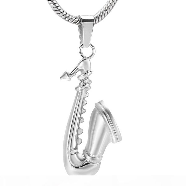 

cremation pendant memorial necklace ashes holder urn funeral musical saxophone keepsake jewelry for women men, Silver