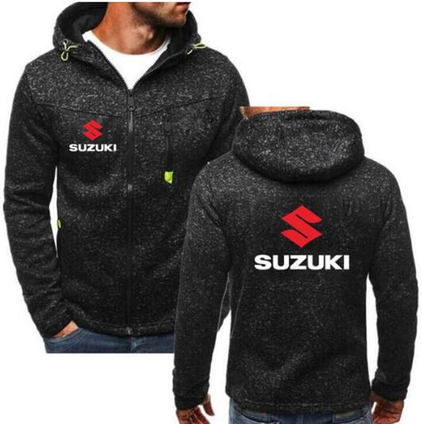 

fashion mens voor suzuki print logo hoodies casual voor mannen print sweatshirts hip hop trui zipper pocket met cap man hooded, Black