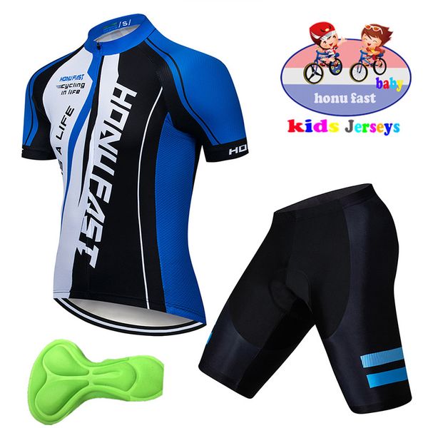 

2019 summer breathable quick dry kids mtb cycling jersey set pro team children bike clothing boys bicycle wear cycling short set, Black;blue