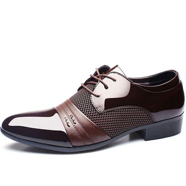 

men leather shoes oxford pu leather men's dress shoes business flat breathable men's banquet wedding 48, Black