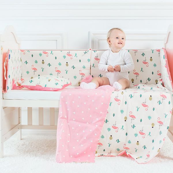 

детское постельное белье комплект flamingo pattern шпаргалки kit включая cot бампер плоский лист наволочки пододеяльник детская кровать виси