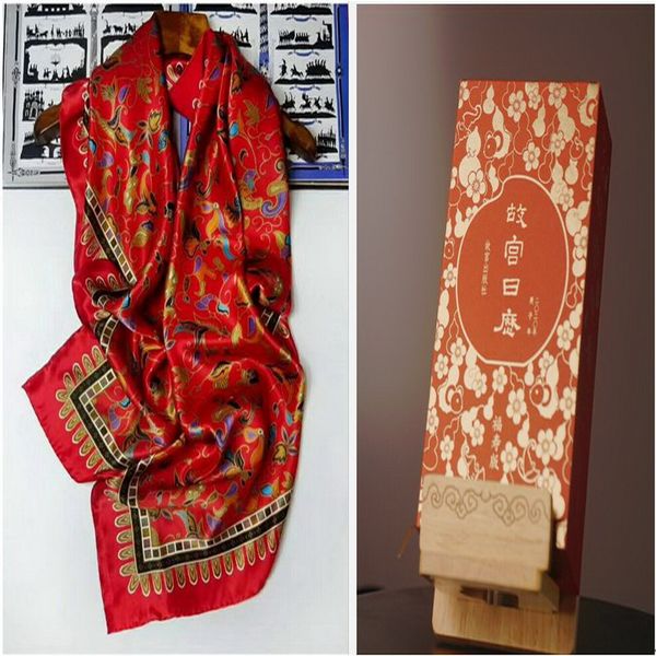 

female 100% silk 110cm square scarf silk satin shawl wrap buy 1 get get 1 forbidden city calendar #4138, Blue;gray