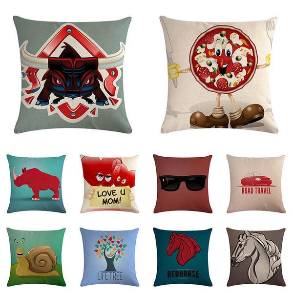 

cartoon animal horse lion king pillow case sofa waist throw cushion cover home decor gifts customize gift for car zy1141