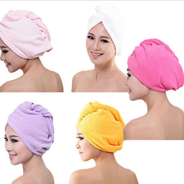 

new microfiber hair wrap towel hat water-absorbing turban twist quick drying dry cap ladies bath spa double side dry hair hats