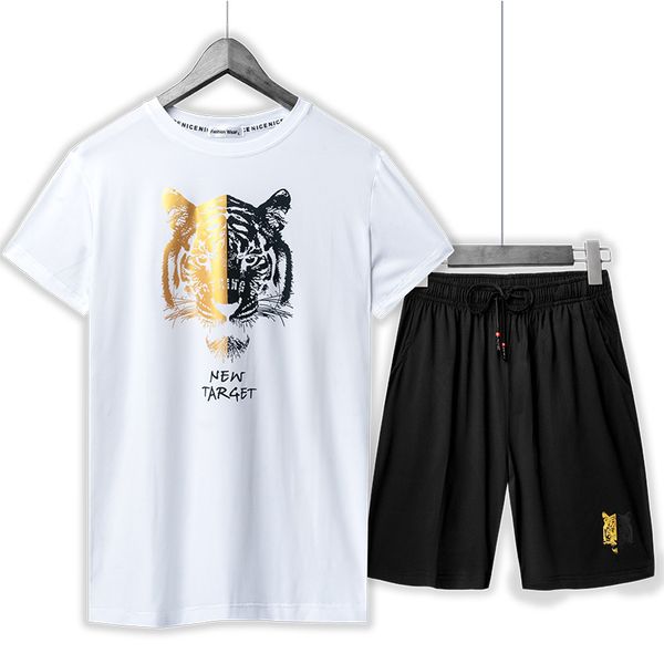 

2020 summer new men's fashion tracksuits tide brand mens animal pattern two-piece suit casual men active leisure suits plus size m-5xl