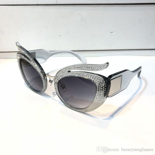 

luxury smu04 sunglasses for women designer popular cat eyes frame 04 sunglasses crystal metarial fashion women style come with pink case, White;black