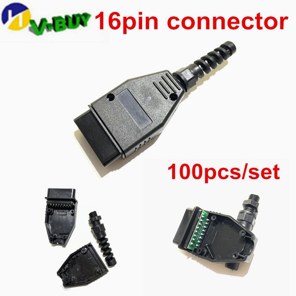 

100pcs/lot car diagnostic tool obd male plug 16pin obd2 connector obd 2 16 pin ii adaptor obdii connector price