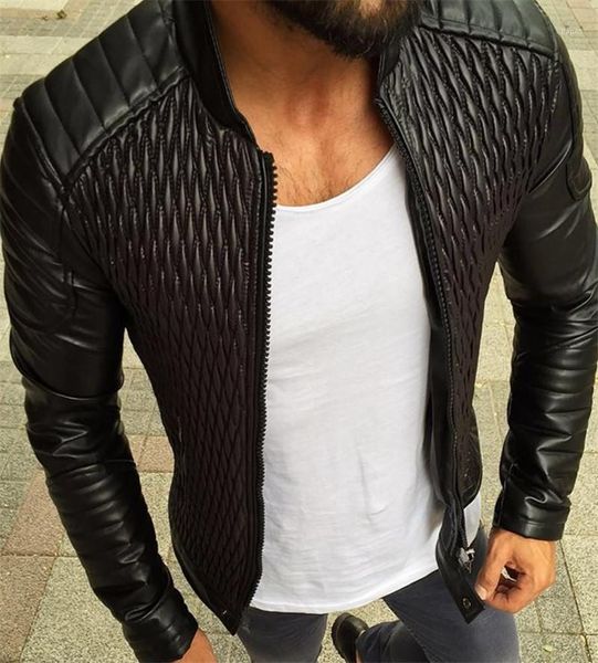 

slim fit мотоциклетные куртки повседневная верхняя одежда пальто мужчины дизайнер искусственная кожа куртки мода мужчины осень зима, Black