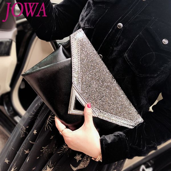 

2019 women's fashion envelope bags new design diamond velvet handbag casual cover day clutches black bags night purse with chain
