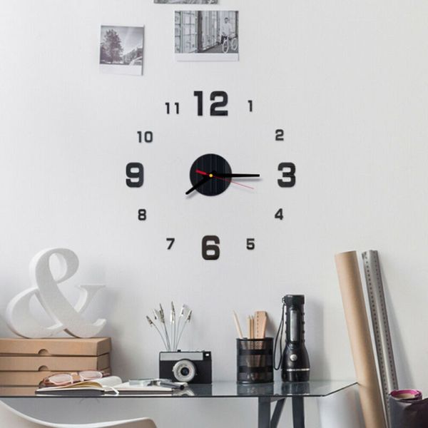 

fashion modern diy wall clock 3d mirror surface sticker home decor 4 colors