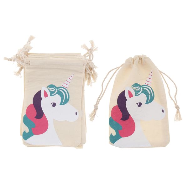 

20pcs unicorn cotton linen sack jewelry pouch drawstring bag wedding favor