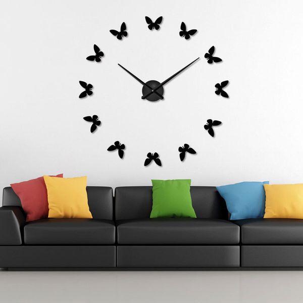 

butterfly 3d acrylic wall clock three-dimensional concise home furnishing decoration diy wall clock wanduhr clocks