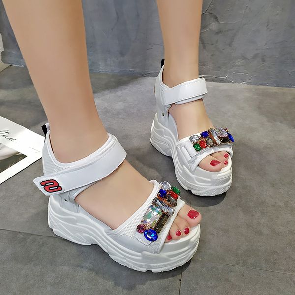 

fashion womens shoes 2020 high heel sandals summer heels increasing height muffins shoe all-match suit female beige wedge, Black