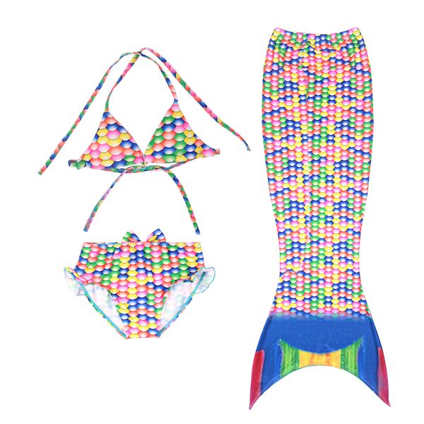 

toddler girls 3-12y mermaid tail swimmable bikini polka dot pattern swimsuit beachwear costume bathing suit swimming bikini set