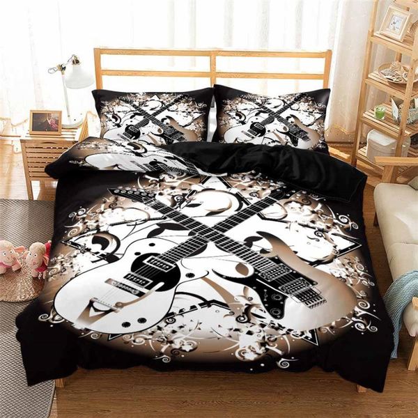 

helengili 3d bedding set guitar print duvet cover set bedcloth with pillowcase bed home textiles #jt21
