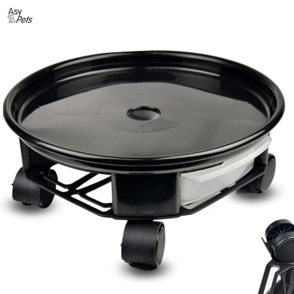 

lanlan 30cm natural resin round plant trolley with caster wheels and water drawer-25