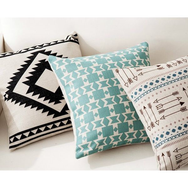 

dunxdeco cushion cover decorative pillow case cojines nordic modern art geometric fresh green national print sofa decoration comforters se
