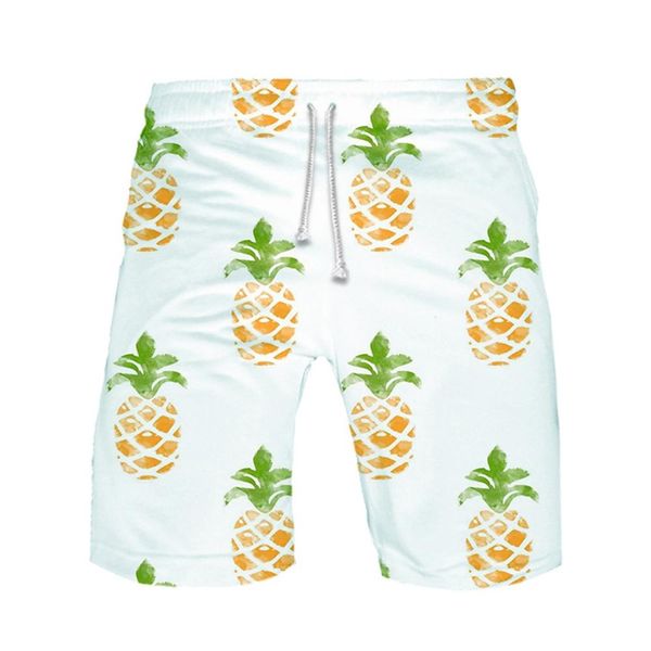 

men's new shorts summer hawaii pineapple small fresh style print beach sport large size quick dry with drawstring casual, Brown;gray