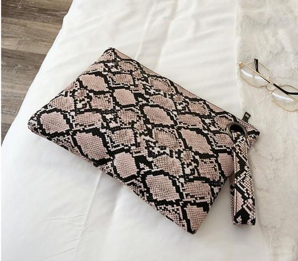 

pinshang retro women clutch bag pu snakeskin pattern zipper envelope bag