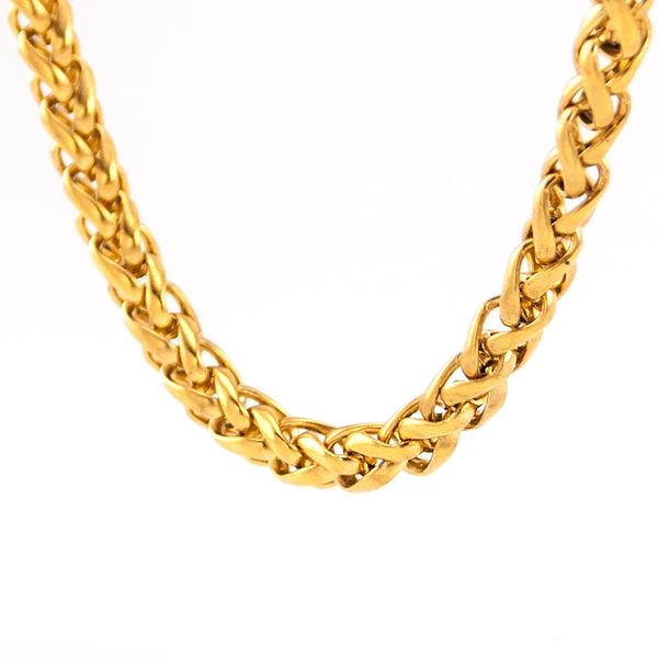 

silver/gold stainless steel wheat braid link chain necklace for women men 5mm metal wheat chain necklaces