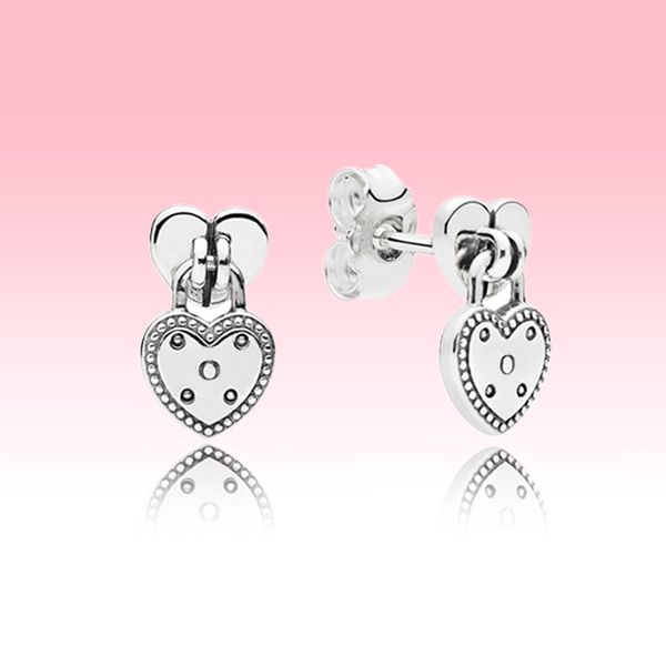 

love heart pendant stud earring women wedding jewelry for pandora 925 sterling silver luxury designer earrings with original box set, Golden;silver