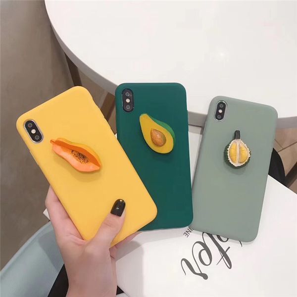 

cute 3d fruit avocado tpu cellphone case for iphone xs max xr x 8 7 6 plus soft candy back cover shell
