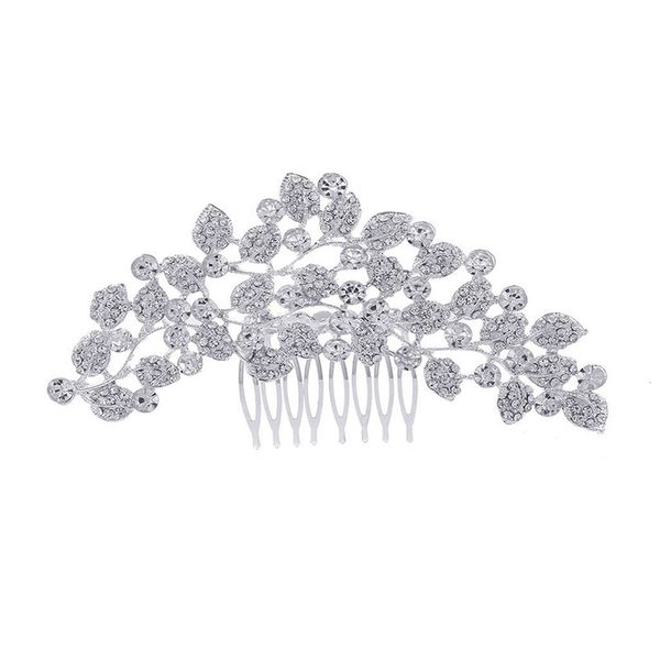 

wedding party 14x7cm hairpins beaded flower leaf headwear of bride crown diamond headwear for bride acting initiation graduation rs-190, Golden;silver