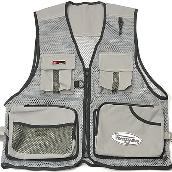 

summer mesh breathable quick dry pgraphy fishing vest outdoor camping climbing multi pocket waistcoat sleeveless jacket, Gray;blue