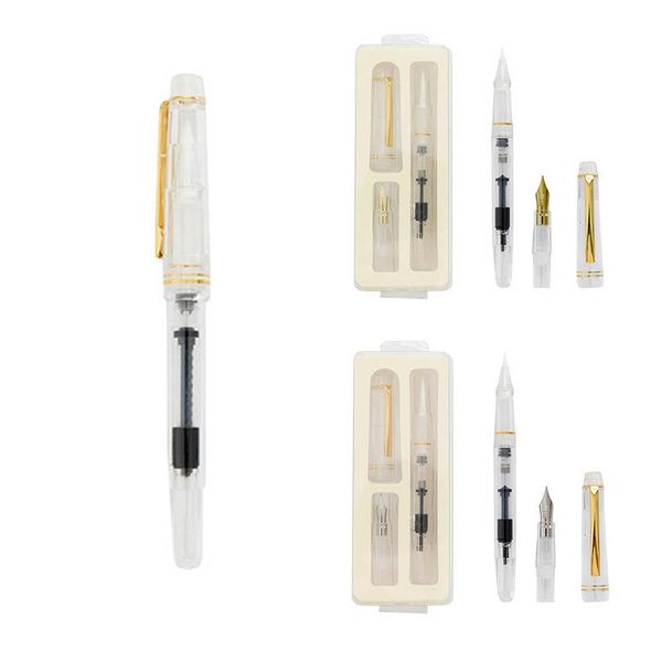 

new soft tip / stainless steel nib ink pen set dual-use practice pen calligraphy supplies office school for student f7v2