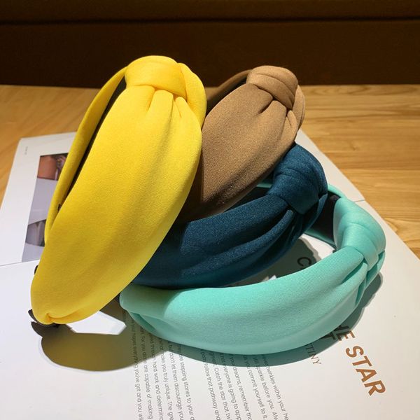 

36pcs/lot diy simple multi tie knot full 3d pure colore headbands french sponge head bands styling tool accessory ha1691, Brown