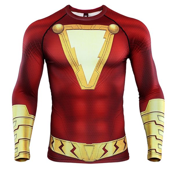 

shazam 3d printed t shirts men compression shirts raglan sleeve 2019 pattern comic male comics cosplay costume cloth, White;black