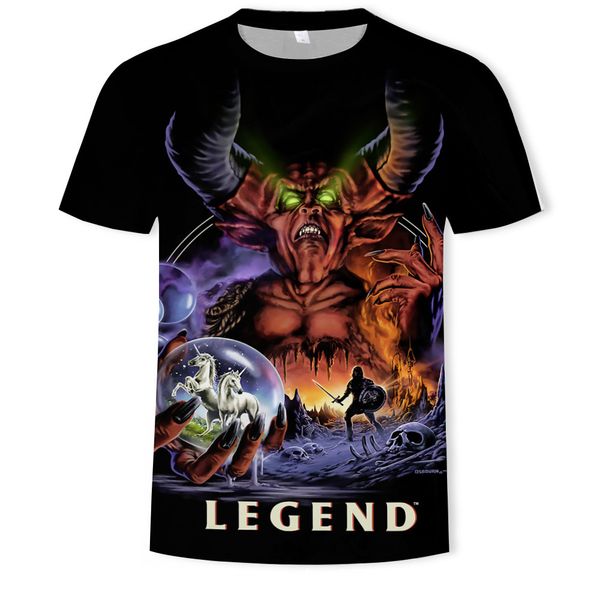 

mens designer european size digital anime monster 3d printed t-shirt tide brand short sleeve street clothing, White;black