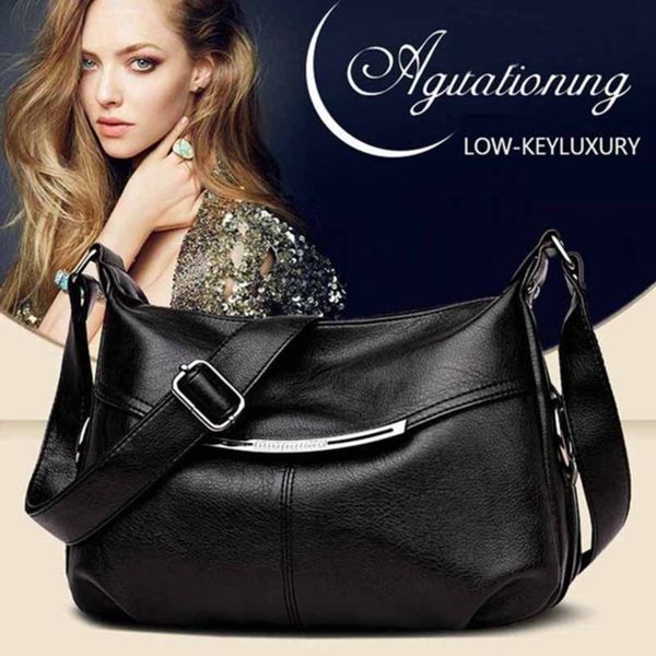 

solid color elegant crossbody bags large-capacity soft leather crossbody package fashion wild atmospheric shoulder messenger bag