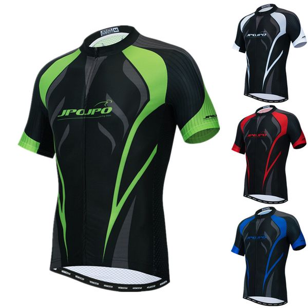 

jpojpo pro team cycling jersey men short sleeve mountain bicycle clothing ropa ciclismo breathable mtb bike jersey cycling shirt, Black;red