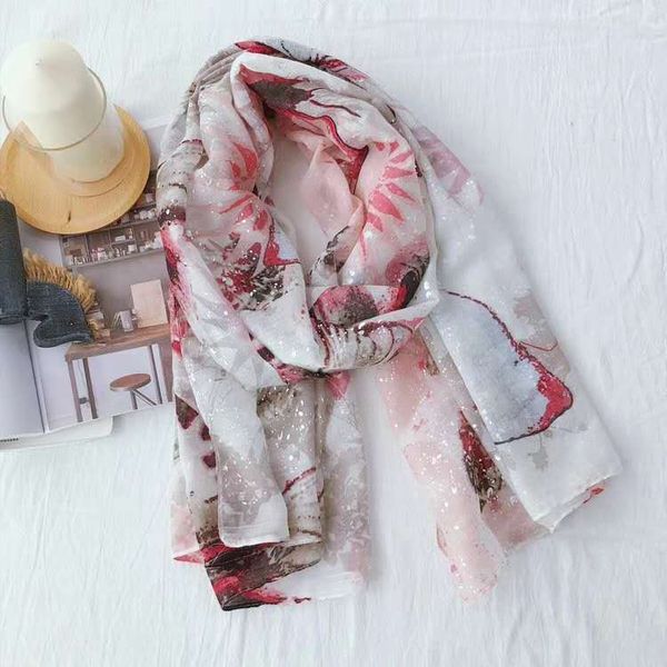 

women's fashion scarf silver butterfly pattern cotton and linen scarf thin travel sunscreen shawl beach towel, Blue;gray