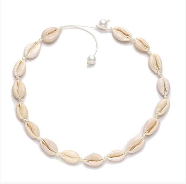 

1 set of shell black rope pearl wax rope jade woven necklace bracelet casual elegant seaside ladies gift 2019 new, Golden;silver