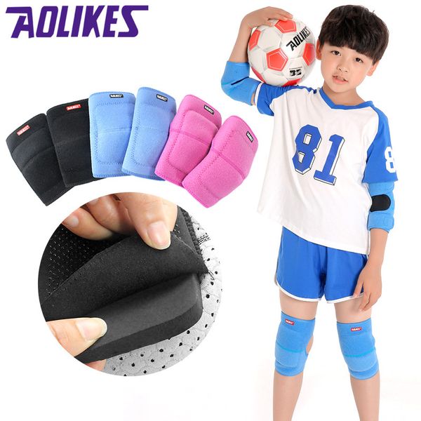 

1 pair sports dance ski football kids knee support thicken sponge knees pads gym fitness joint protector knee sleeve boy girl, Black;gray
