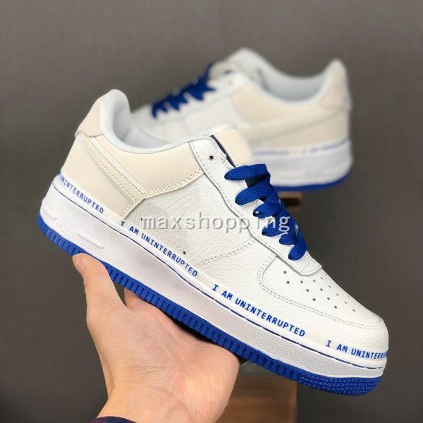 

new uninterrupted x forced more than skateboarding shoes designer i am white blue women low 1 dunk one sport sneakers, White;red