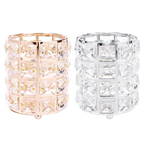 

european glitter metal makeup brush storage tube cosmetic crystal organizer