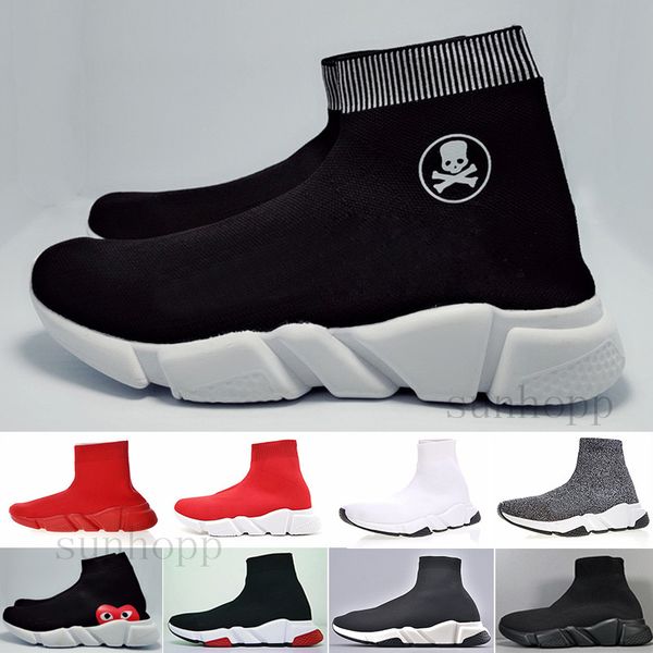 

2019 designers men women speed trainer sock shoes black white red glitter flat fashion mens trainers runner size 36-45 hy-9c, Black;brown